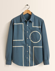 Azure Geometry Printed Mens Full Sleeves Shirts - XPST