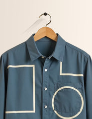 Azure Geometry Printed Mens Full Sleeves Shirts - XPST