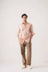 Orange Script Men’s Premium Printed Casual Shirt - XPST
