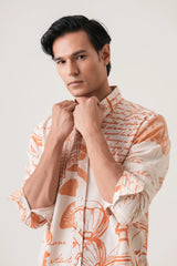 Orange Script Men’s Premium Printed Casual Shirt - XPST