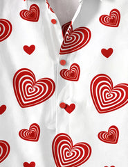 Valentine White Heart Printed Valentine Special Boys Half Sleeves Shirts - XPST