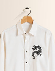 White Dragon Printed Mens Full Sleeves Shirts - XPST