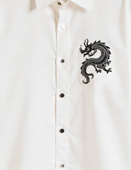 White Dragon Printed Mens Full Sleeves Shirts - XPST