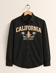 California Balck Printed Mens Full Sleeves Shirts - XPST