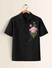 Black Rose Printed Valentine Special Boys Half Sleeves Shirts - XPST