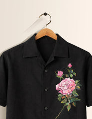 Black Rose Printed Valentine Special Boys Half Sleeves Shirts - XPST