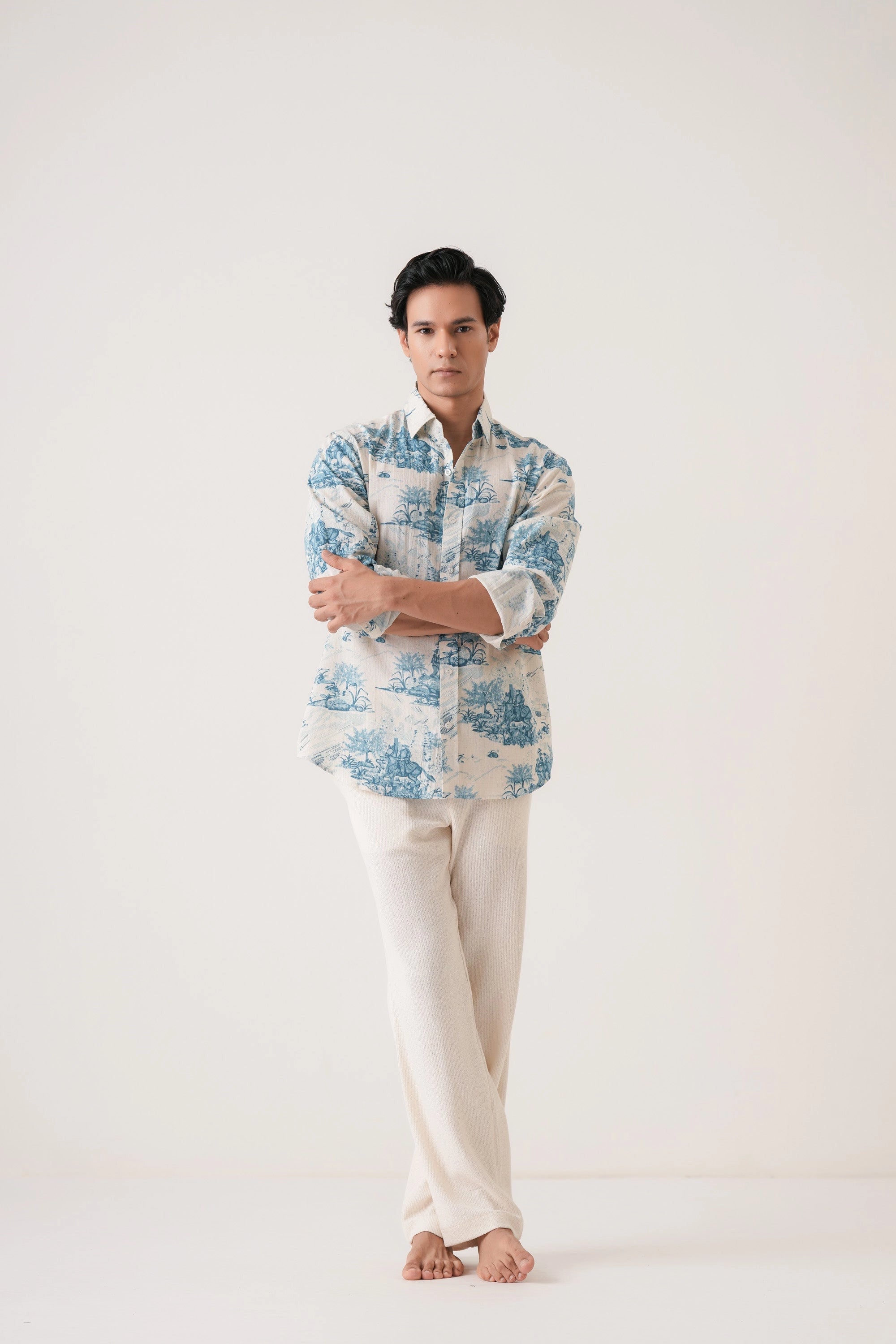 Blue Nature Men’s Premium Printed Casual Shirt - XPST