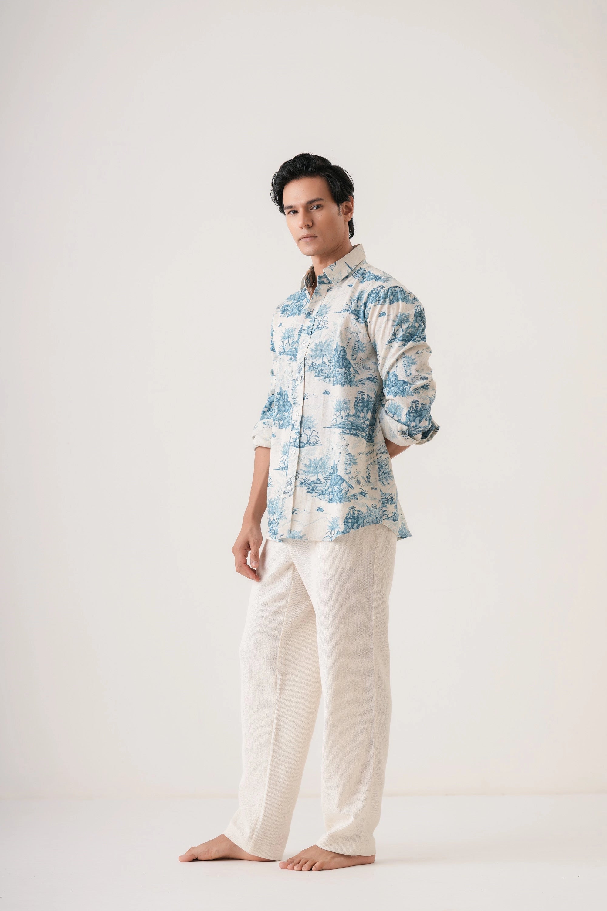 Blue Nature Men’s Premium Printed Casual Shirt - XPST