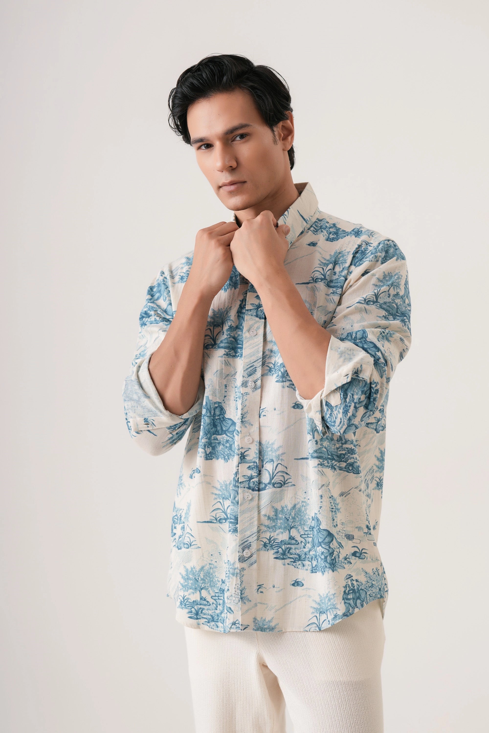 Blue Nature Men’s Premium Printed Casual Shirt - XPST