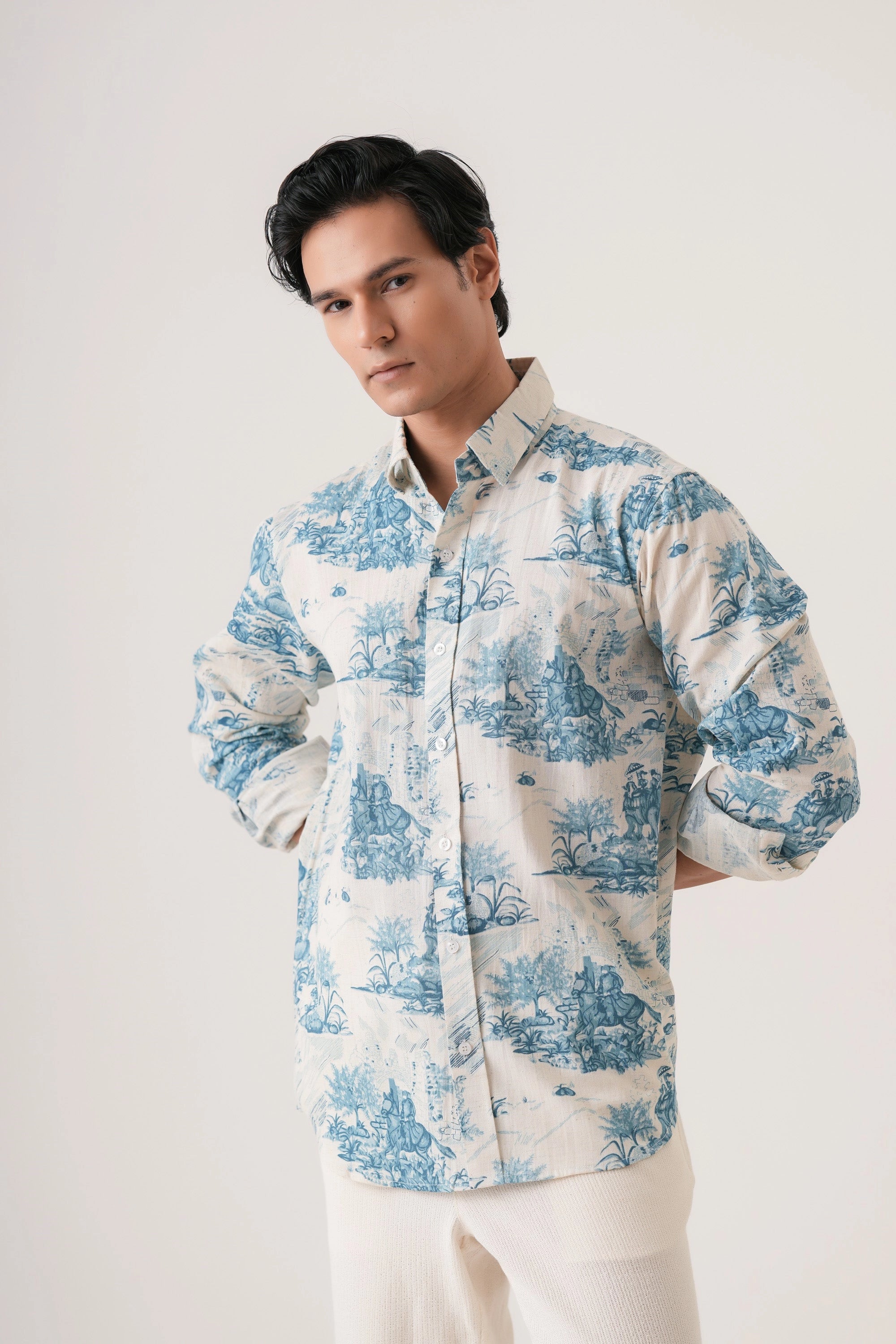 Blue Nature Men’s Premium Printed Casual Shirt - XPST