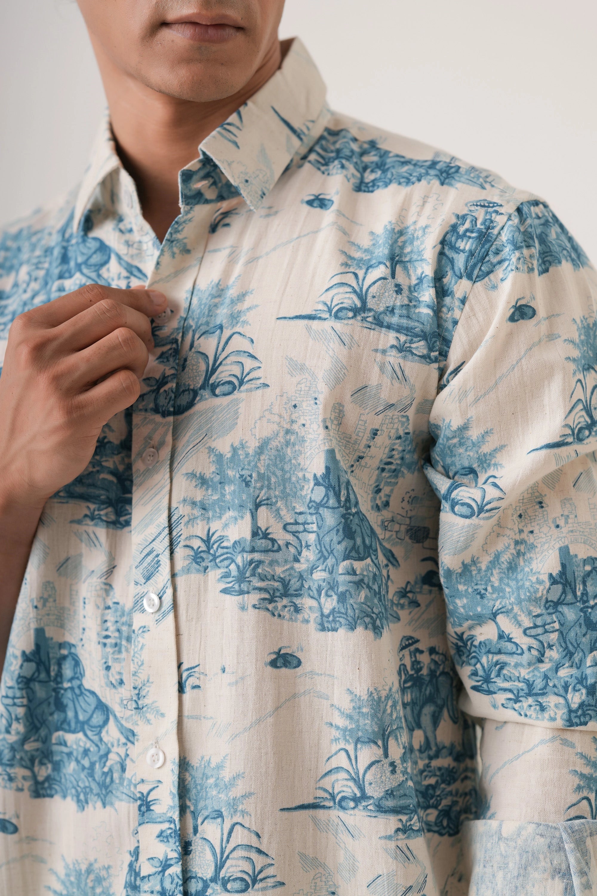 Blue Nature Men’s Premium Printed Casual Shirt - XPST