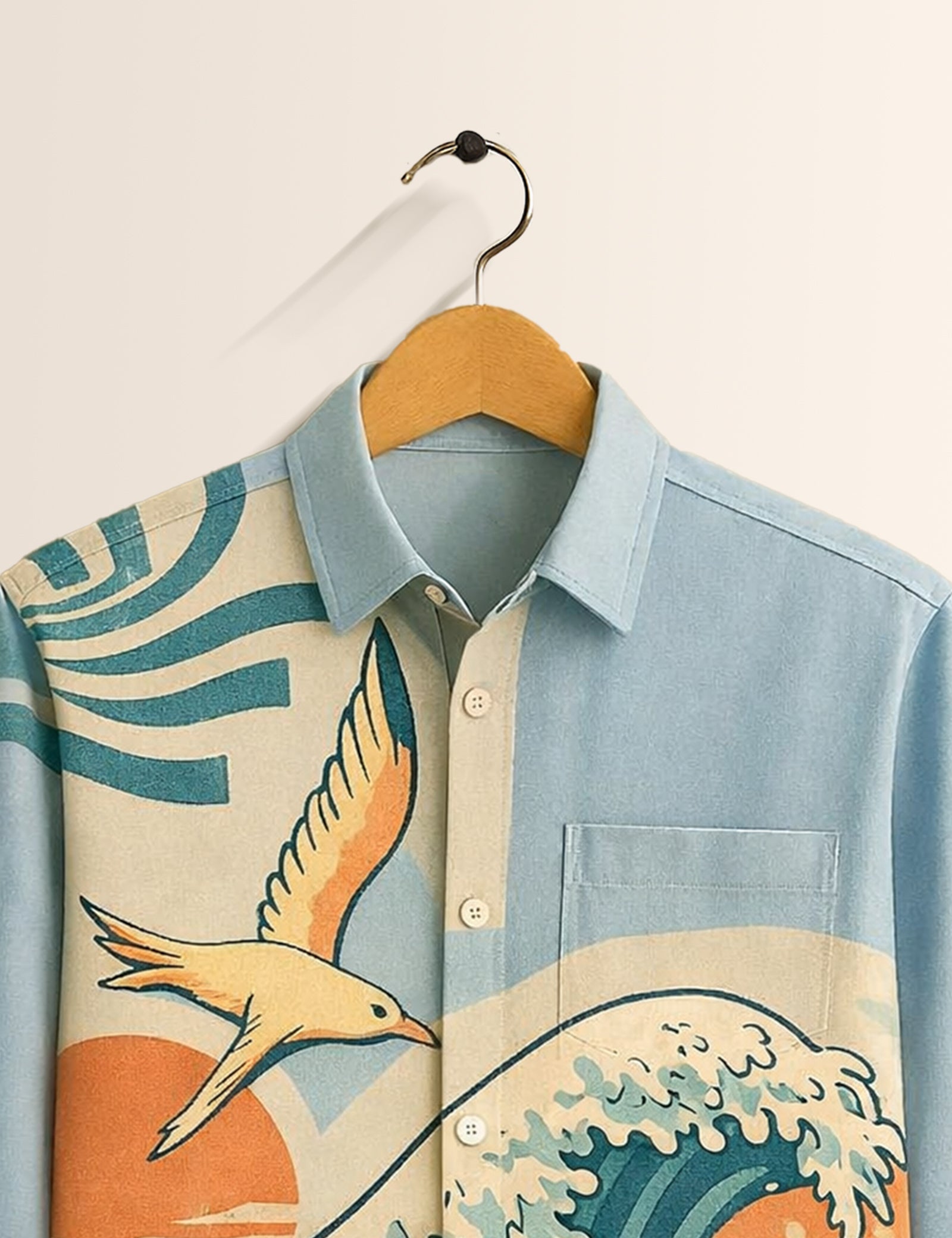 Blue Waves Printed Mens Full Sleeves Shirts - XPST