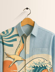 Blue Waves Printed Mens Full Sleeves Shirts - XPST