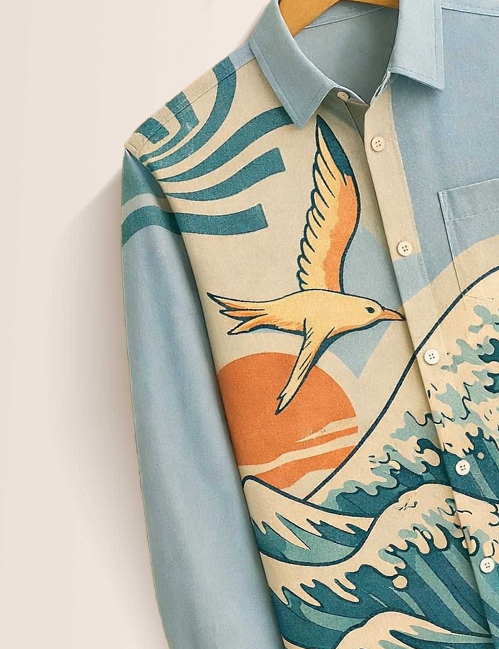 Blue Waves Printed Mens Full Sleeves Shirts - XPST