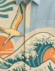 Blue Waves Printed Mens Full Sleeves Shirts - XPST