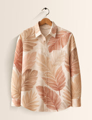 Blush Leaf Printed Mens Full Sleeves Shirts - XPST