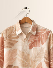 Blush Leaf Printed Mens Full Sleeves Shirts - XPST