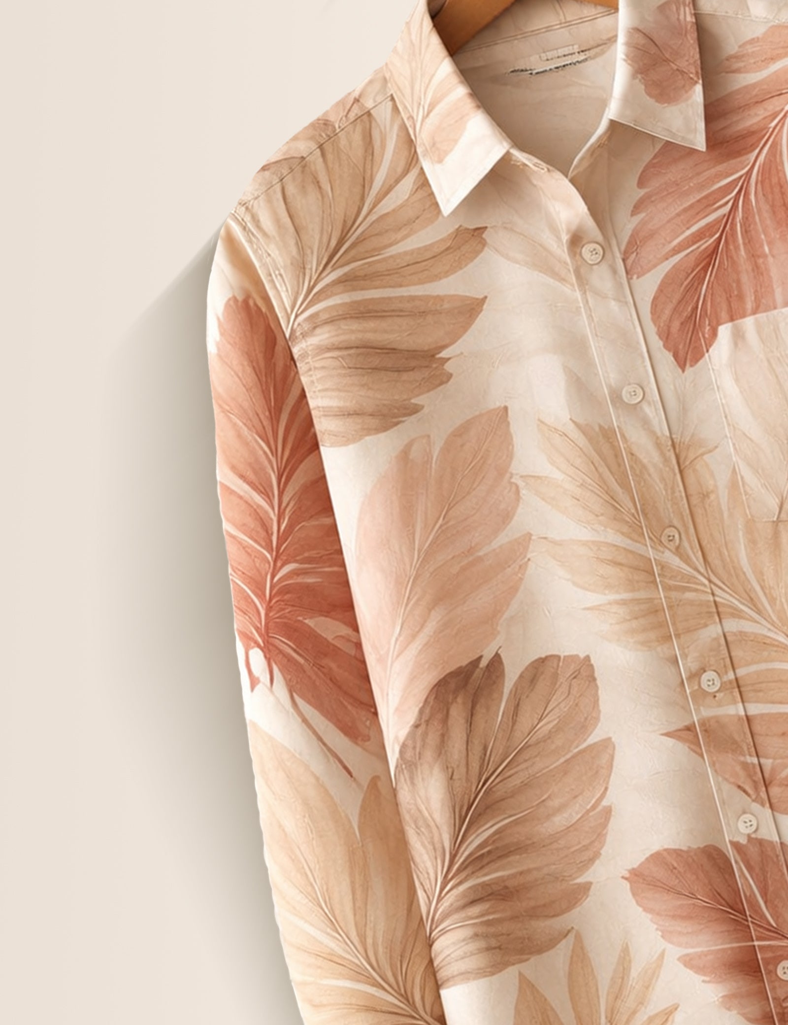 Blush Leaf Printed Mens Full Sleeves Shirts - XPST