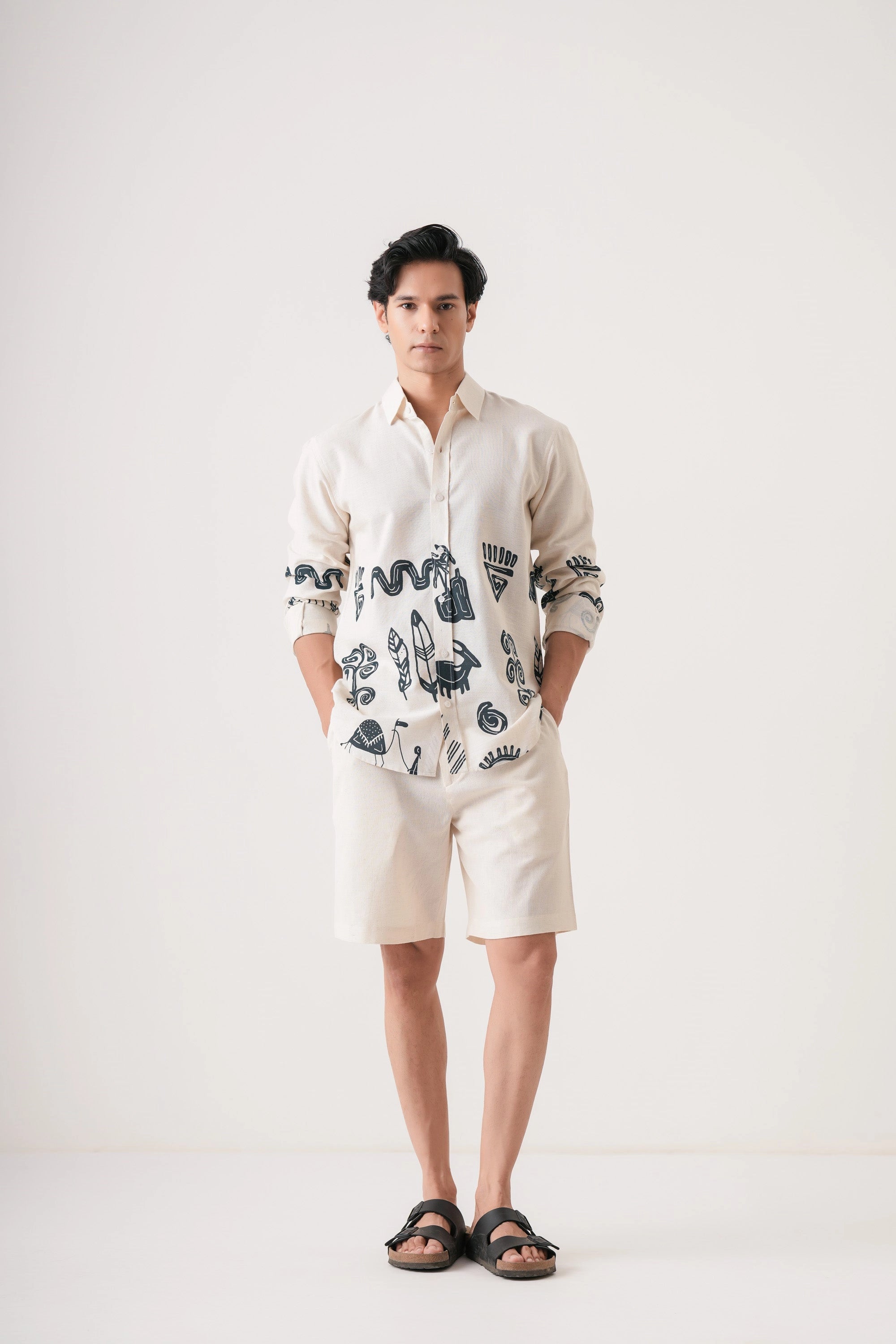 Bottle Green Graffity Men’s Premium Printed Casual Shirt - XPST