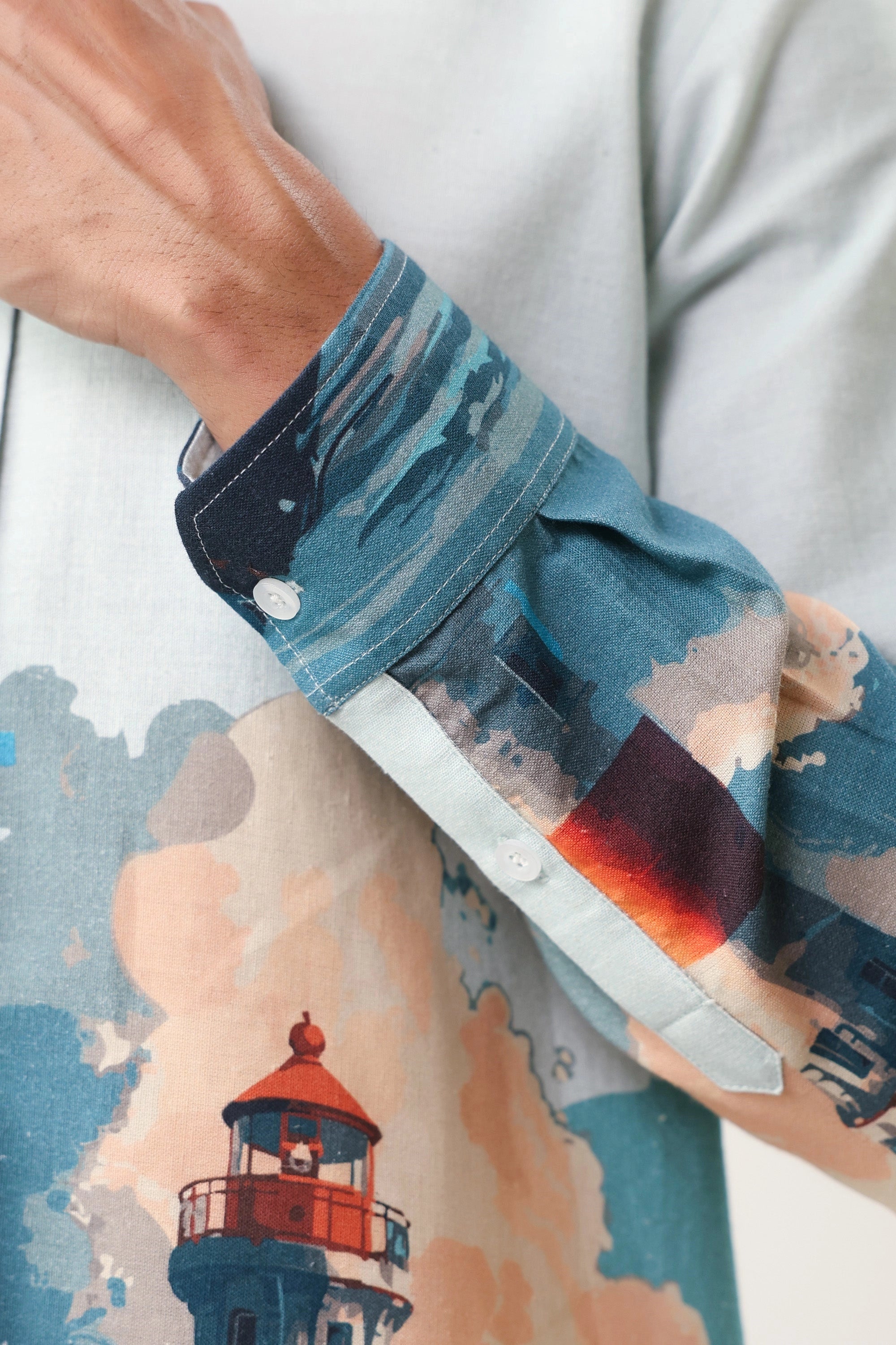 Coastal Lighthouse Men’s Premium Printed Casual Shirt - XPST