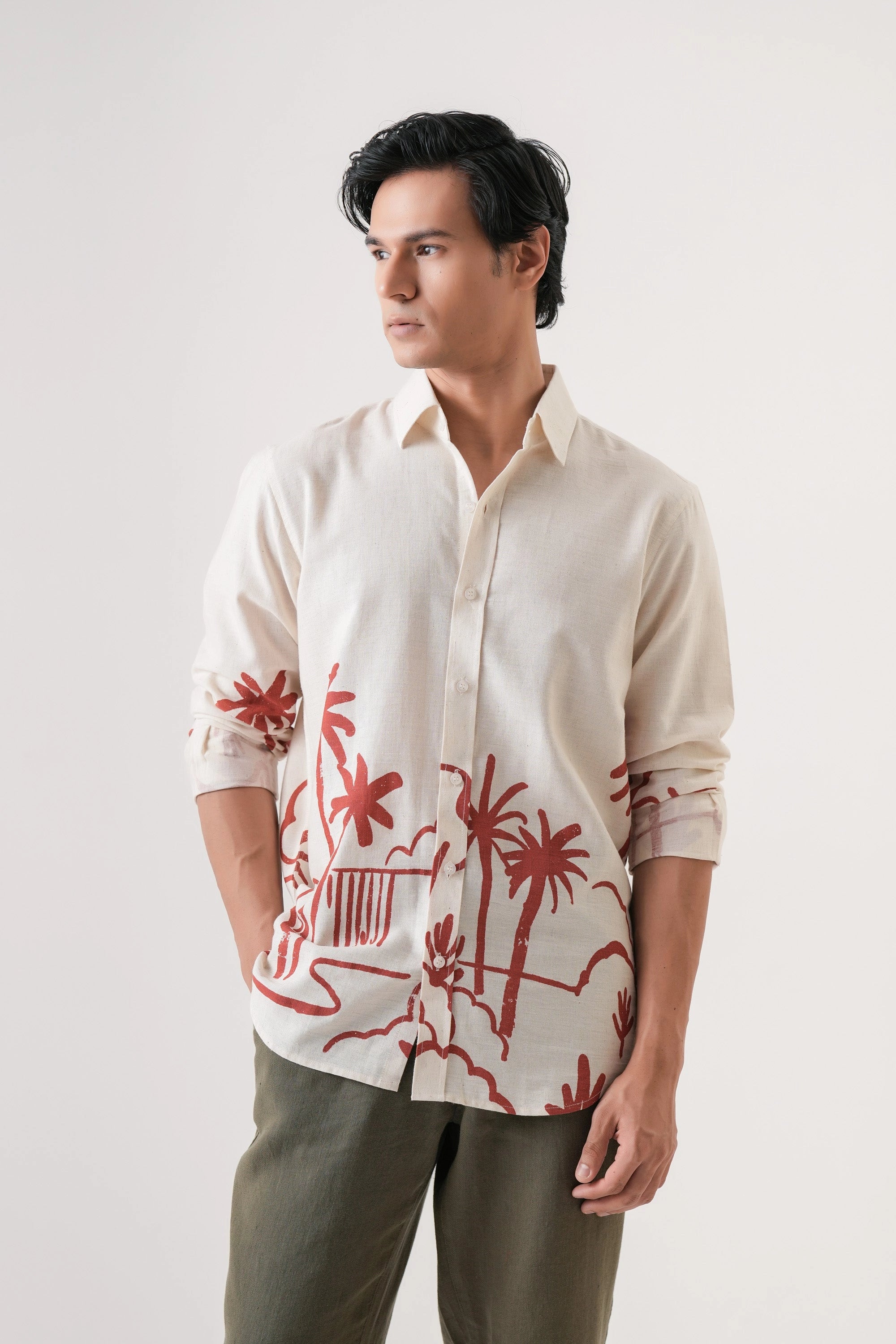 Desert Palm Men’s Premium Printed Casual Shirt - XPST