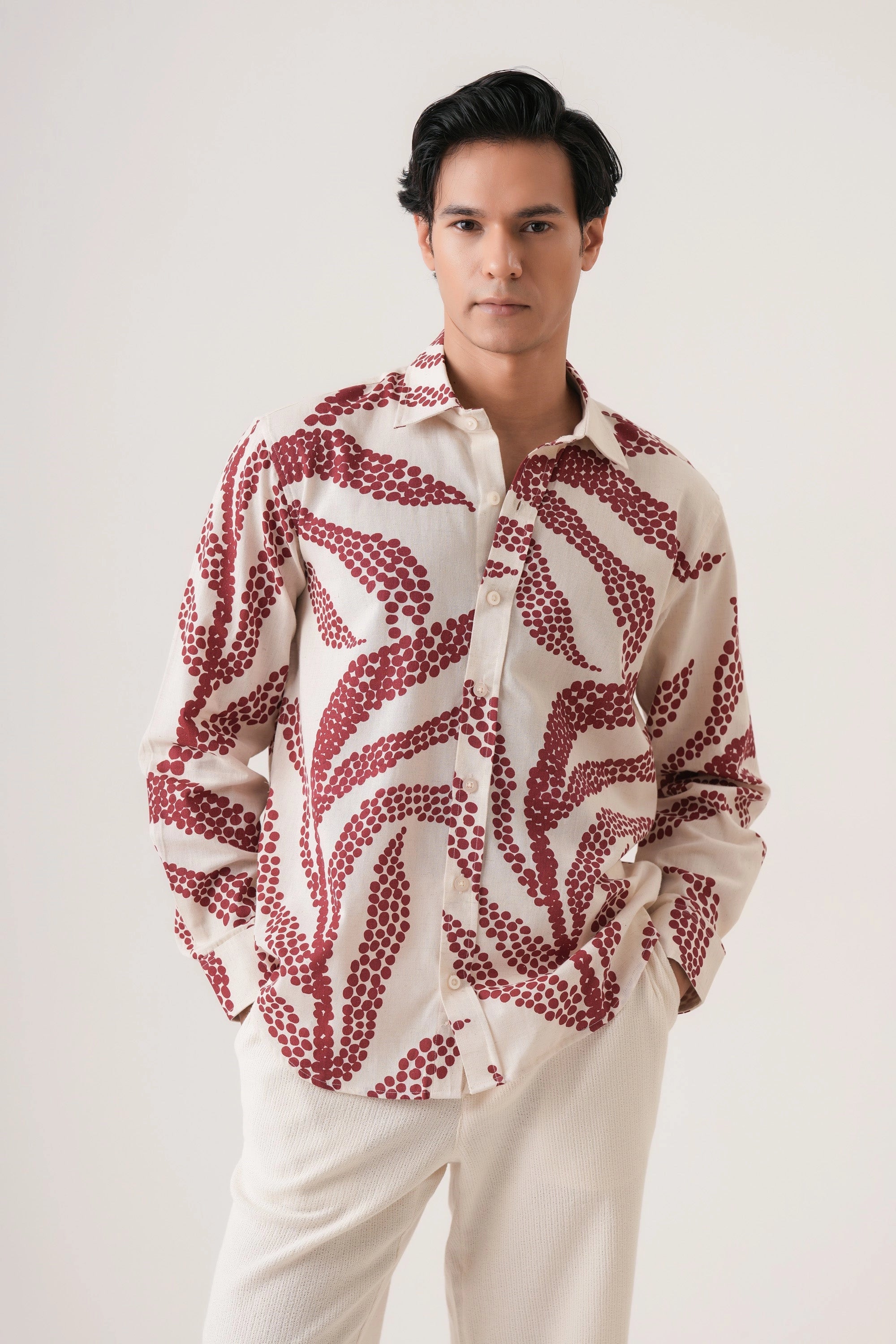 Dotted Pateern Men’s Premium Printed Casual Shirt - XPST