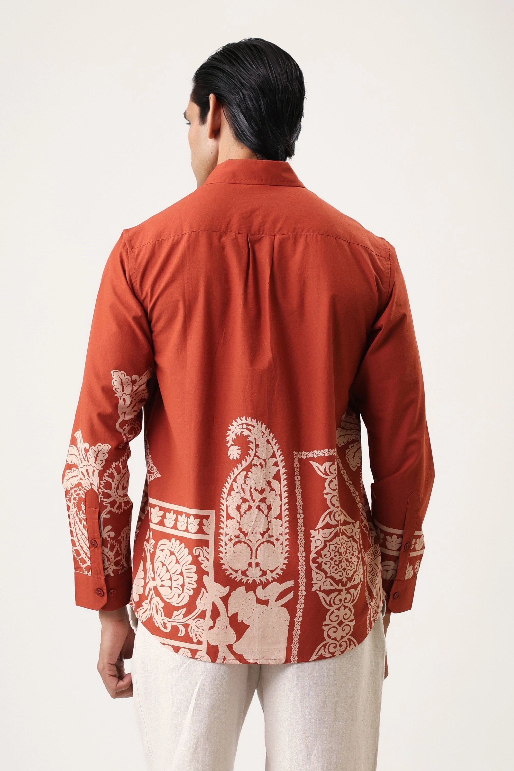 Flower Embroidery Men’s Premium Printed Casual Shirt - XPST