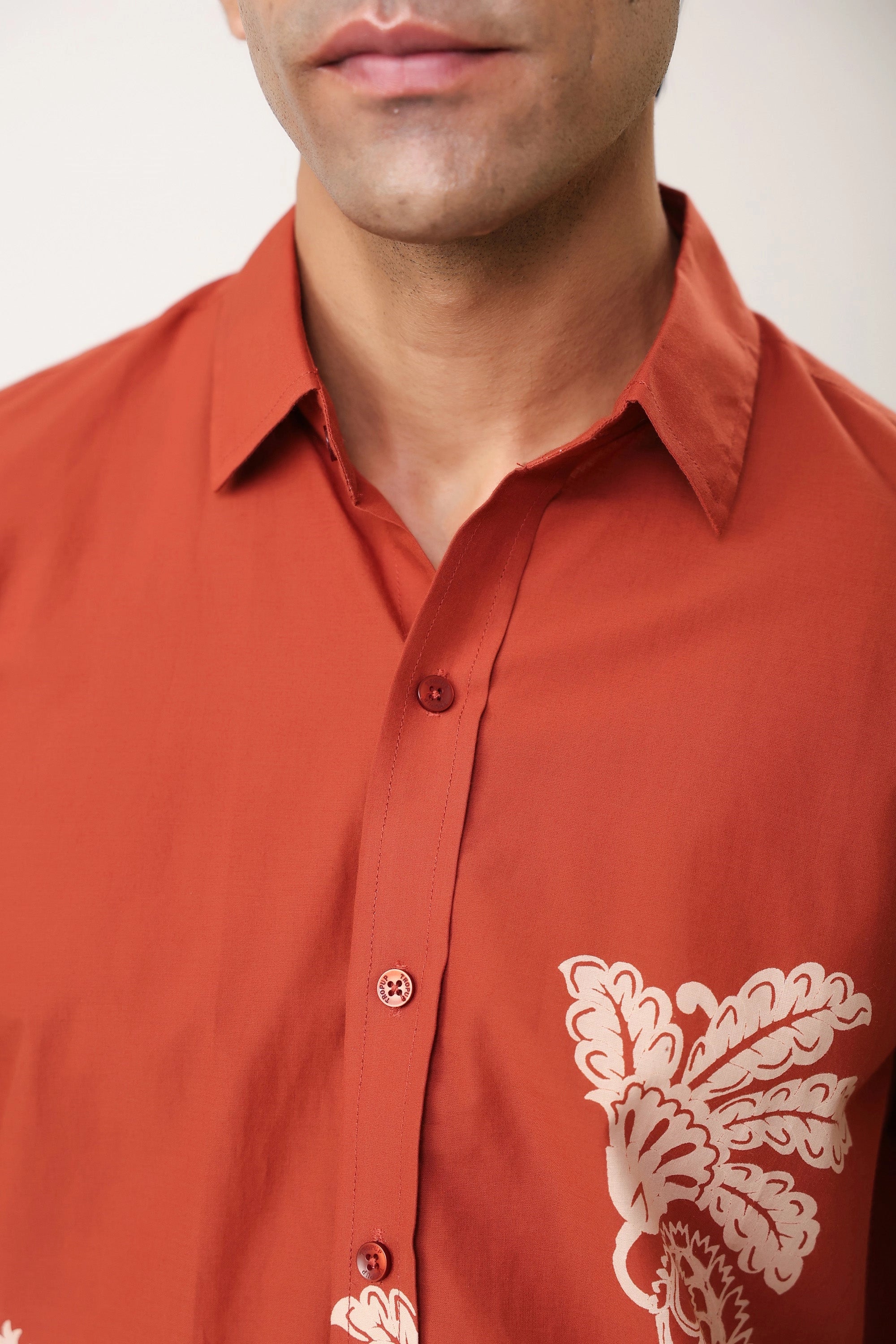 Flower Embroidery Men’s Premium Printed Casual Shirt - XPST