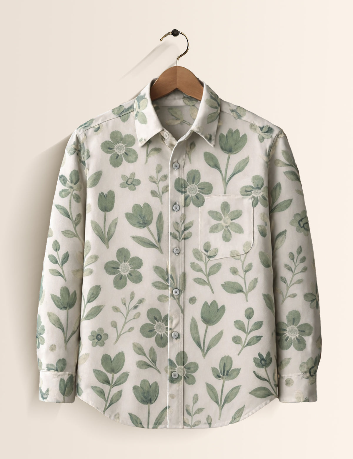 Green Leaf Printed Mens Full Sleeves Shirts - XPST