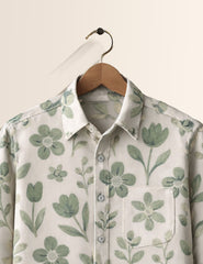 Green Leaf Printed Mens Full Sleeves Shirts - XPST