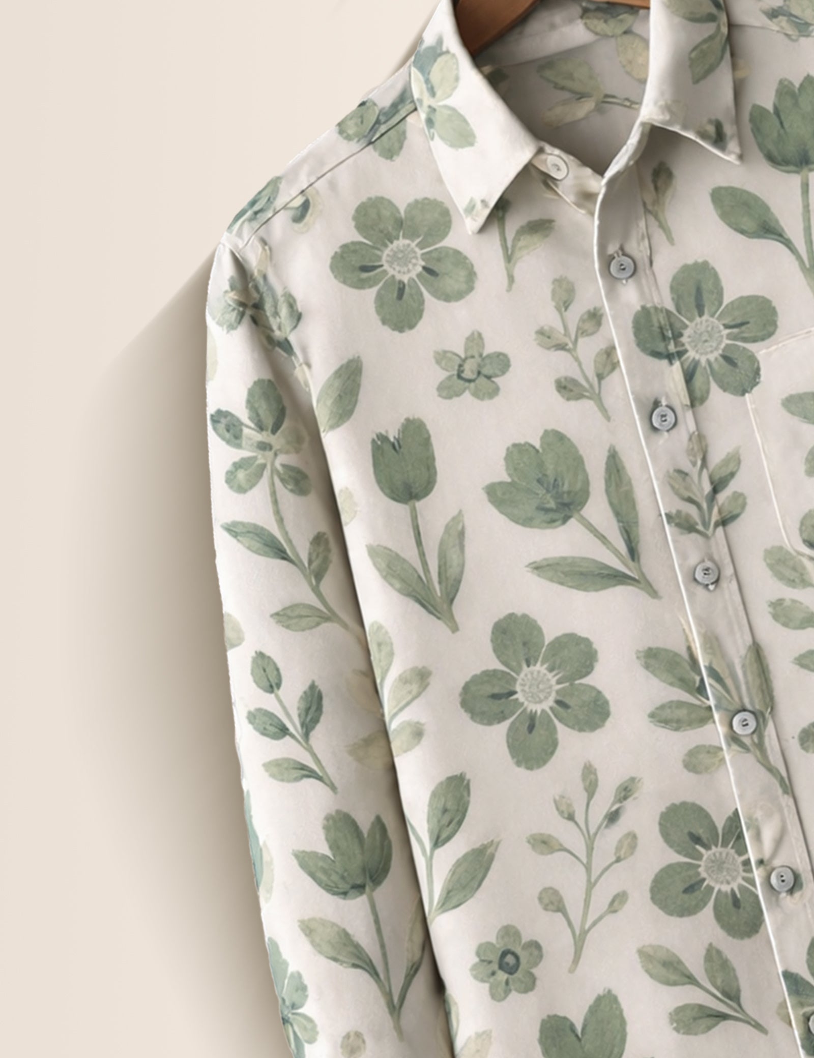 Green Leaf Printed Mens Full Sleeves Shirts - XPST