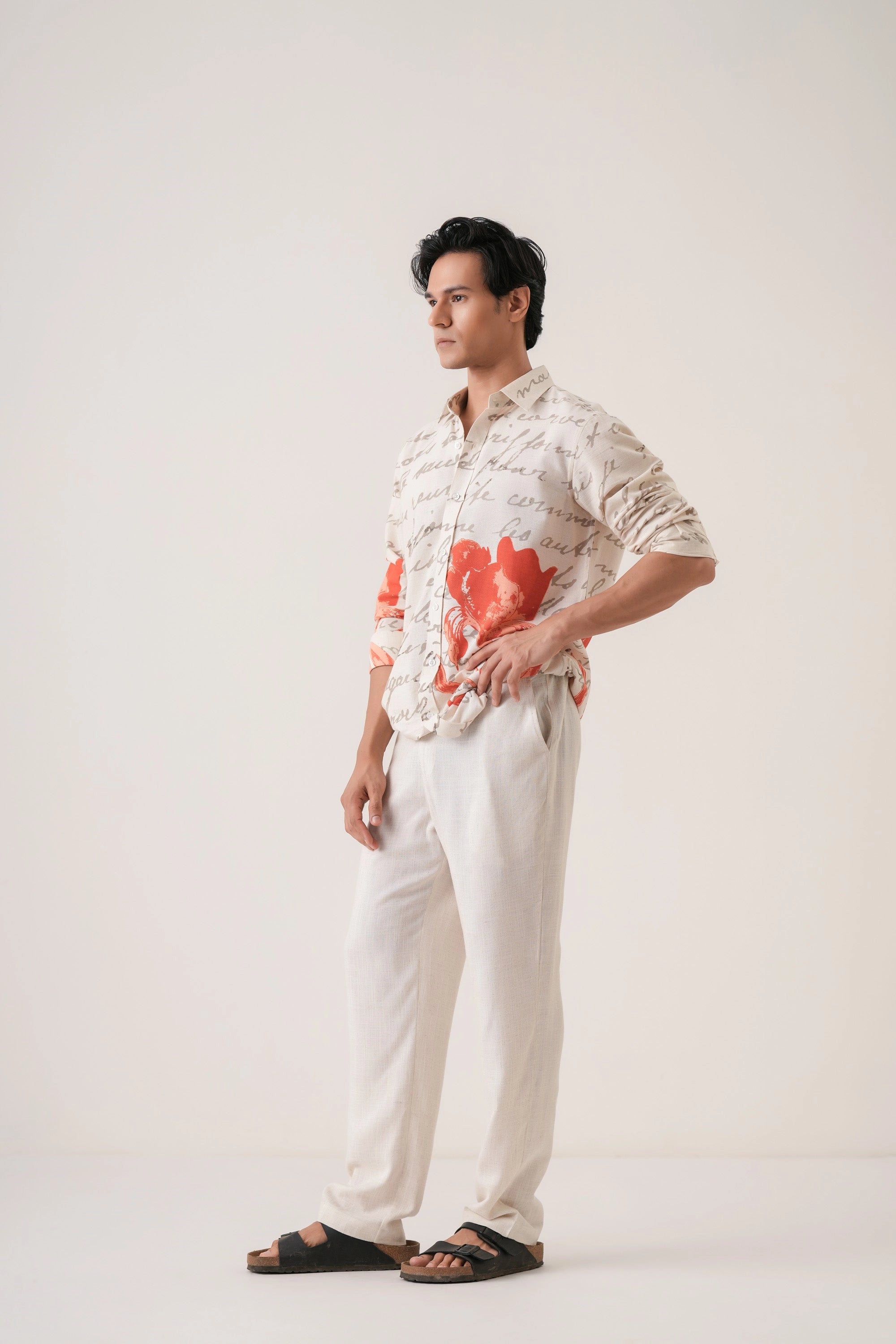 Hibiscus Script Men’s Premium Printed Casual Shirt - XPST