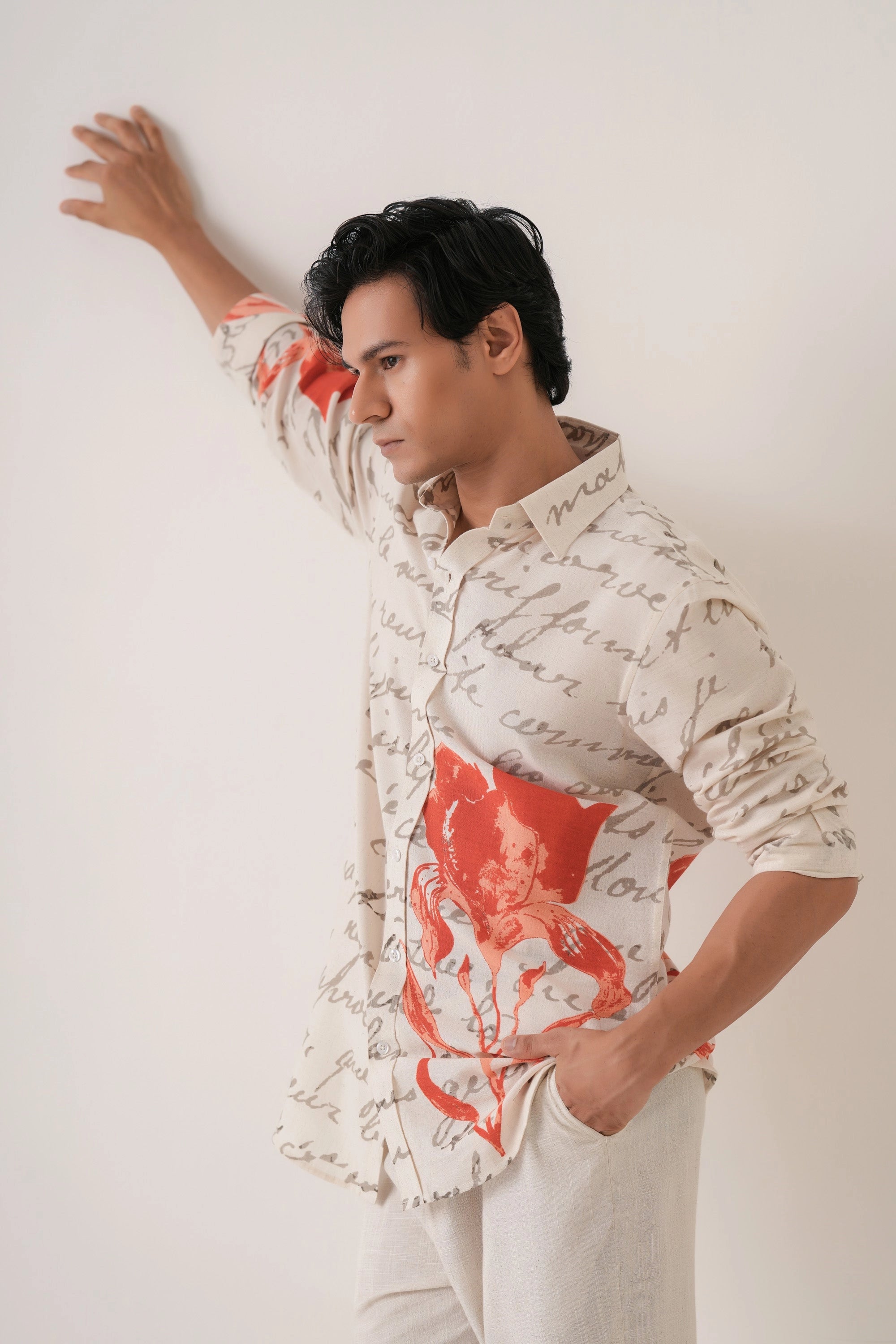 Hibiscus Script Men’s Premium Printed Casual Shirt - XPST