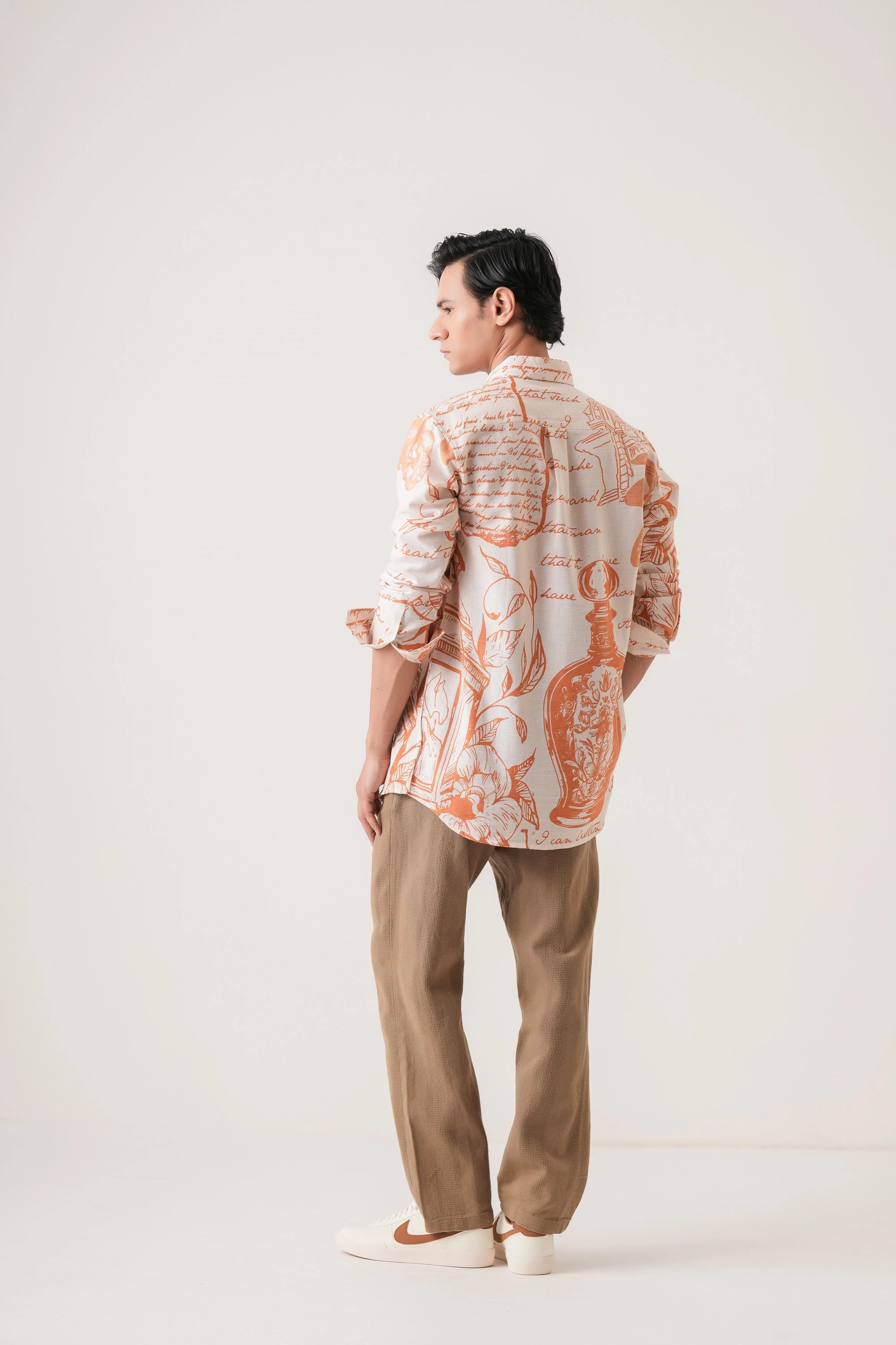 Orange Script Men’s Premium Printed Casual Shirt - XPST
