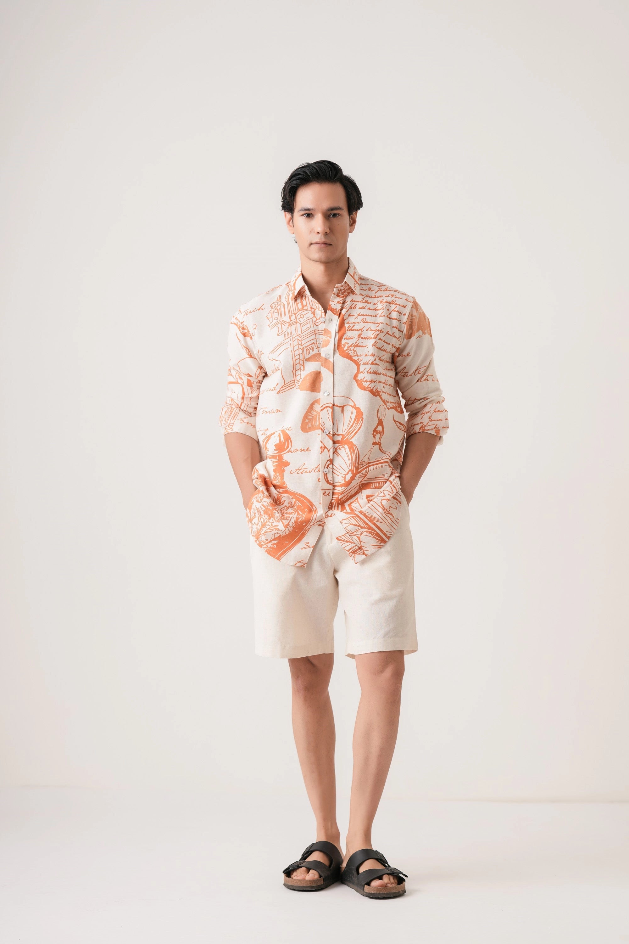 Orange Script Men’s Premium Printed Casual Shirt - XPST