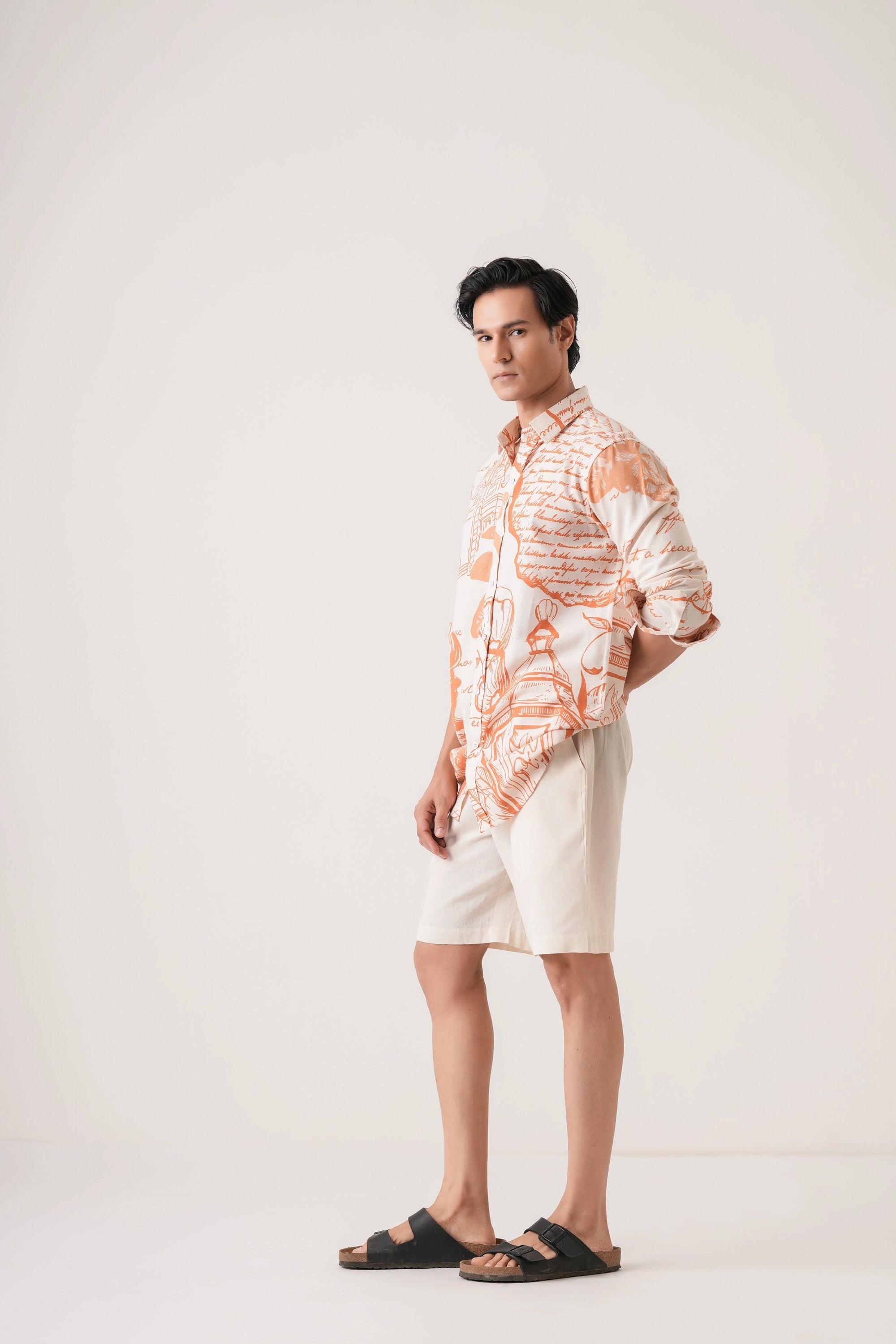 Orange Script Men’s Premium Printed Casual Shirt - XPST