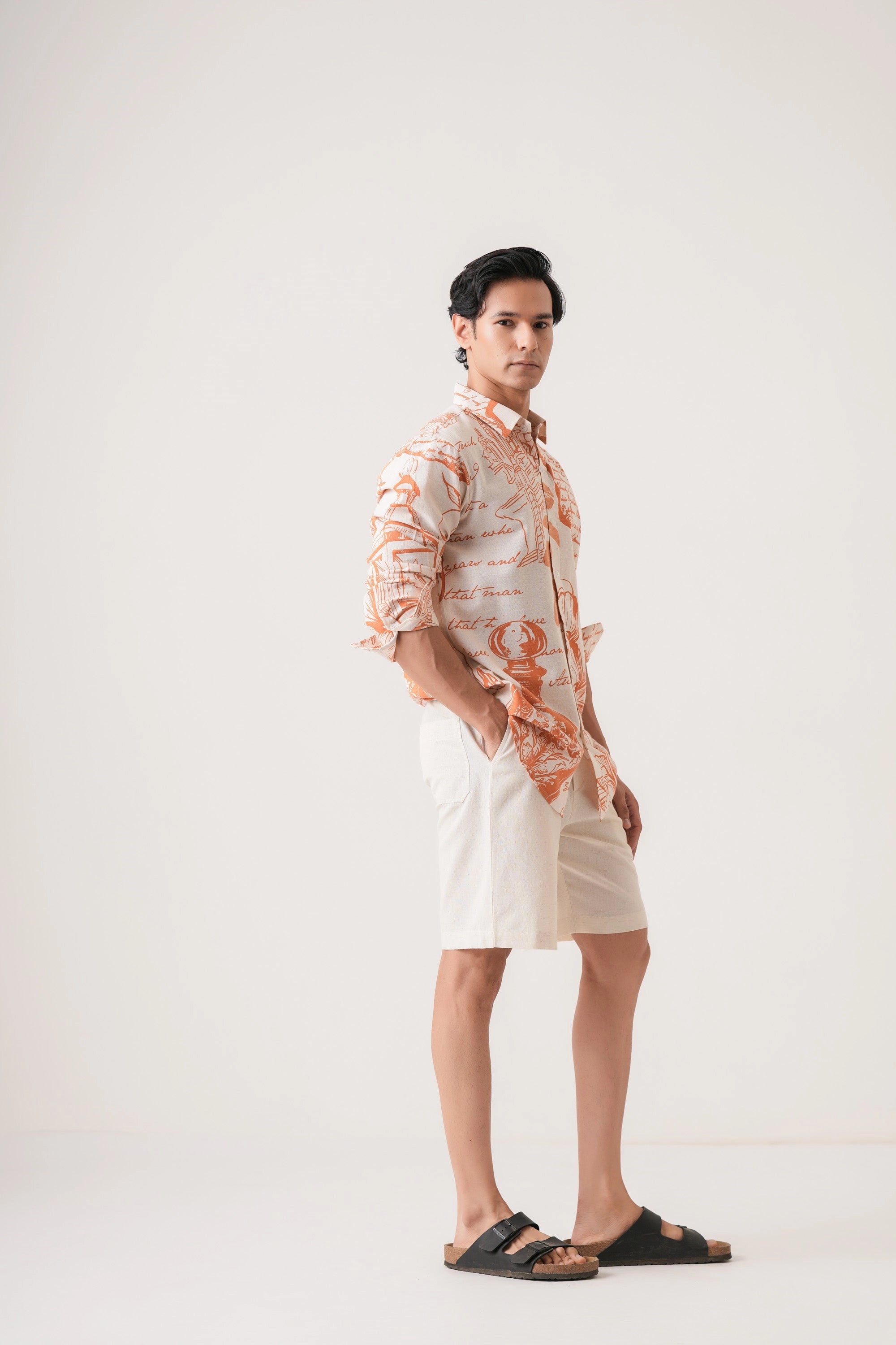 Orange Script Men’s Premium Printed Casual Shirt - XPST