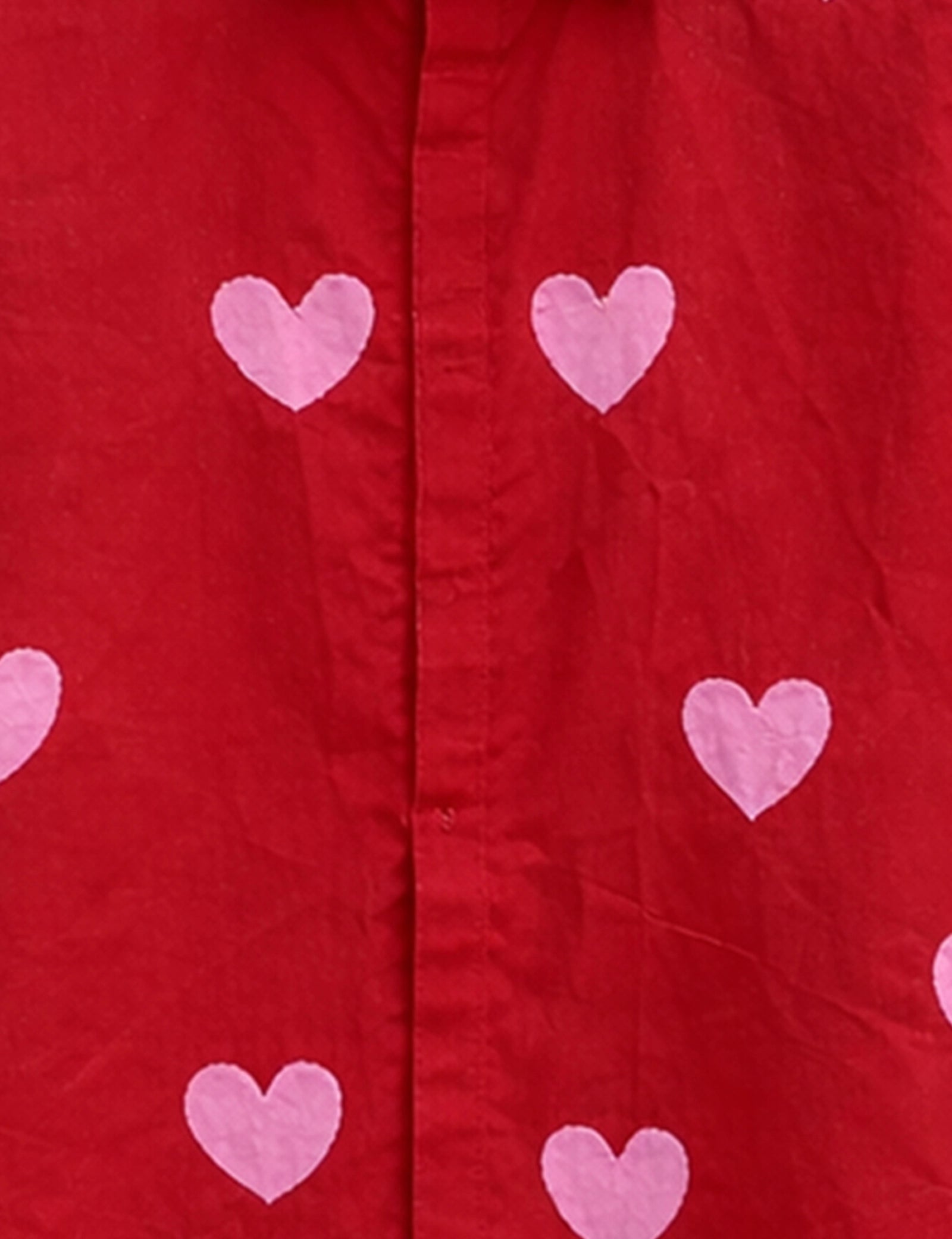 Red Pink Heart Printed Valentine Special Boys Half Sleeves Shirts - XPST