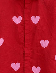 Red Pink Heart Printed Valentine Special Boys Half Sleeves Shirts - XPST