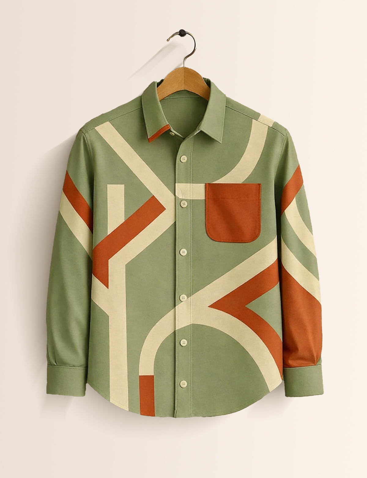 Sage Geometry Printed Mens Full Sleeves Shirts - XPST