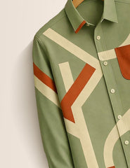 Sage Geometry Printed Mens Full Sleeves Shirts - XPST