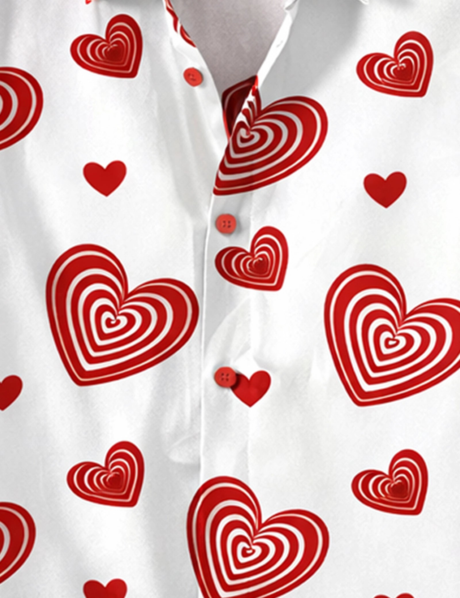 Valentine White Heart Printed Valentine Special Boys Half Sleeves Shirts - XPST