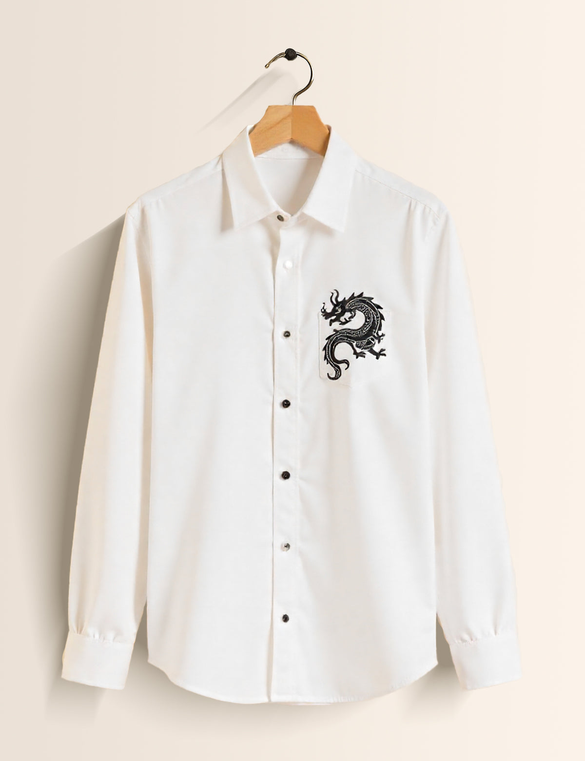White Dragon Printed Mens Full Sleeves Shirts - XPST