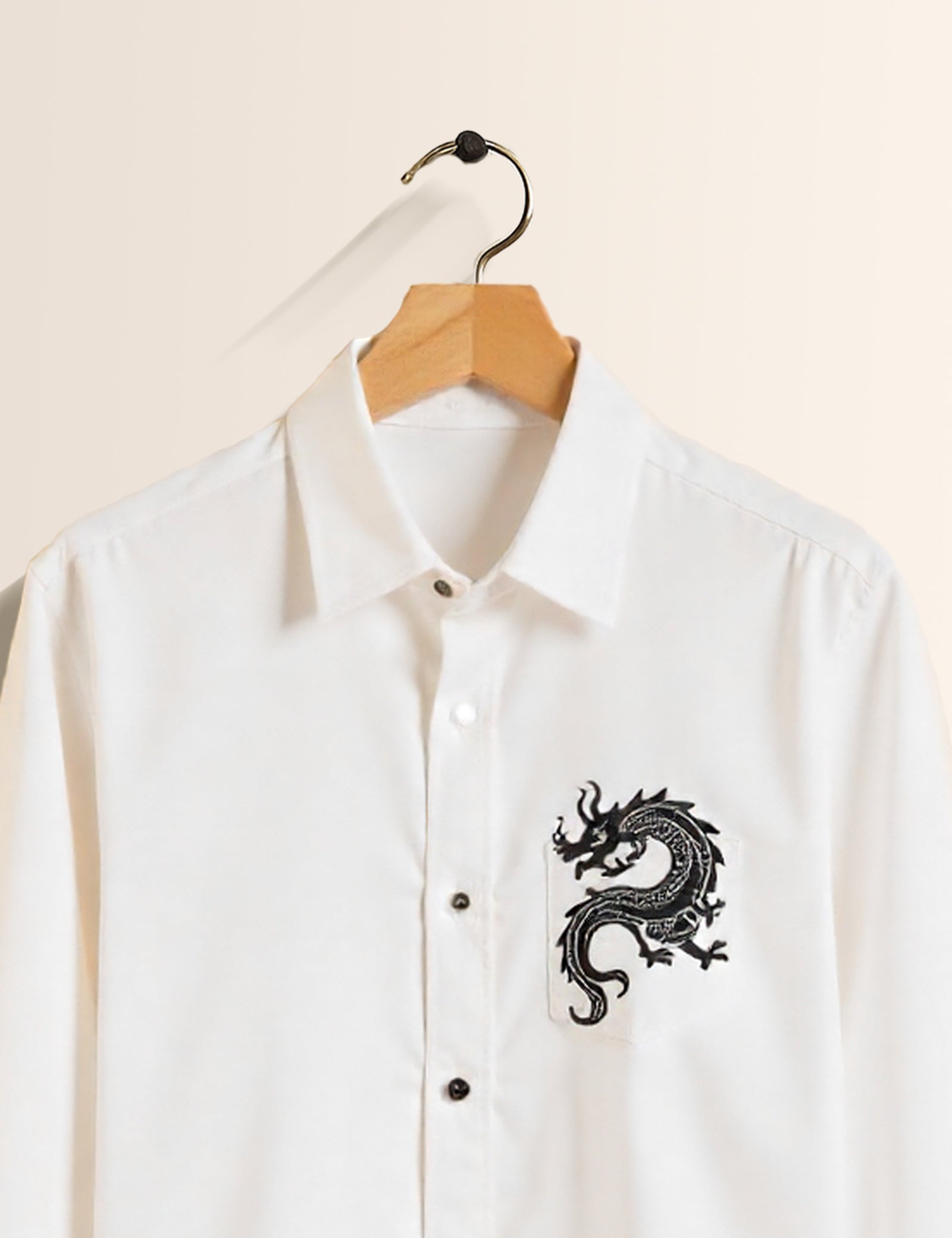 White Dragon Printed Mens Full Sleeves Shirts - XPST