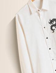 White Dragon Printed Mens Full Sleeves Shirts - XPST