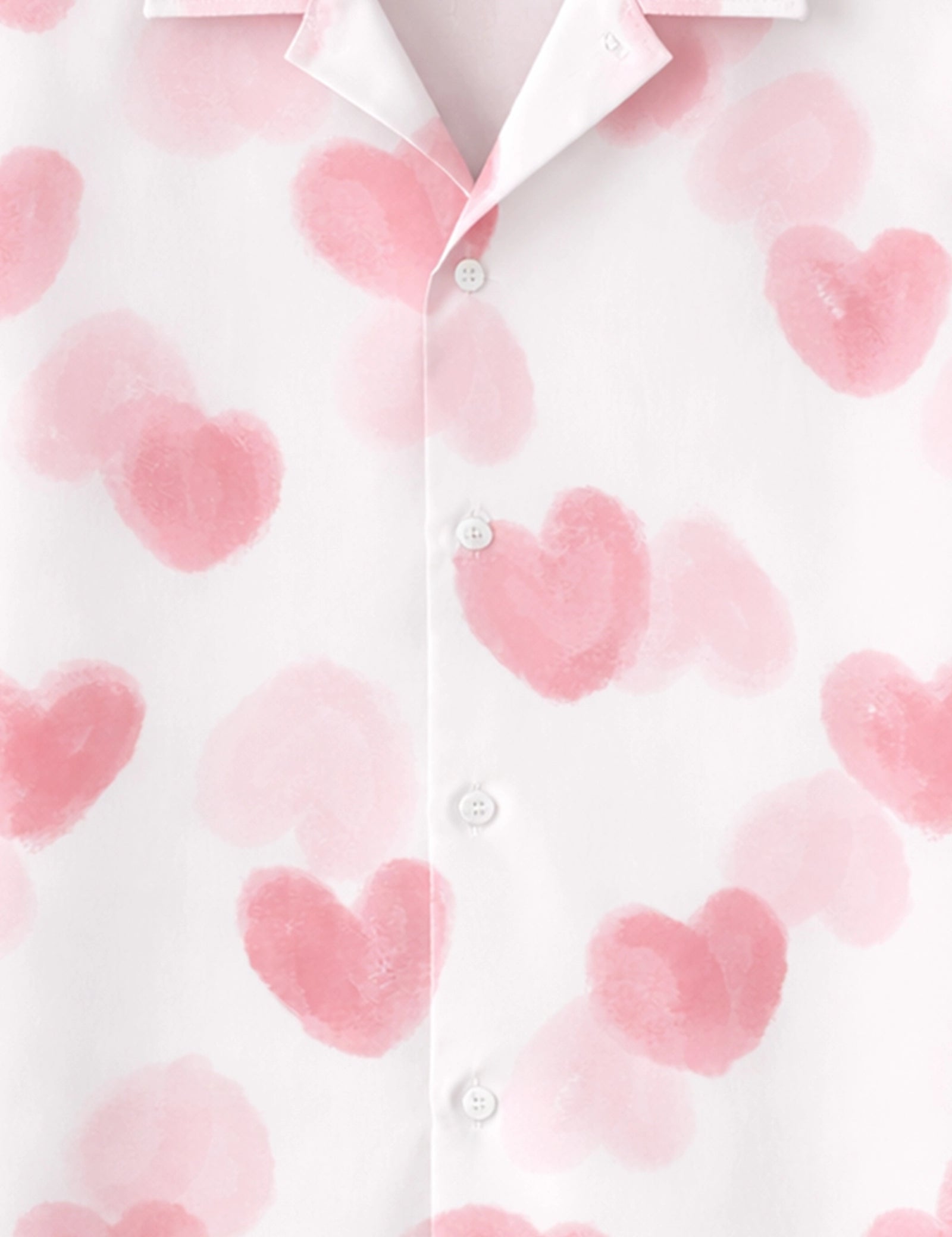 White Pink Heart Printed Valentine Special Boys Half Sleeves Shirts - XPST